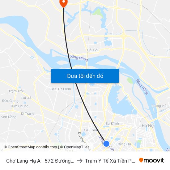 Chợ Láng Hạ A - 572 Đường Láng to Trạm Y Tế Xã Tiền Phong map