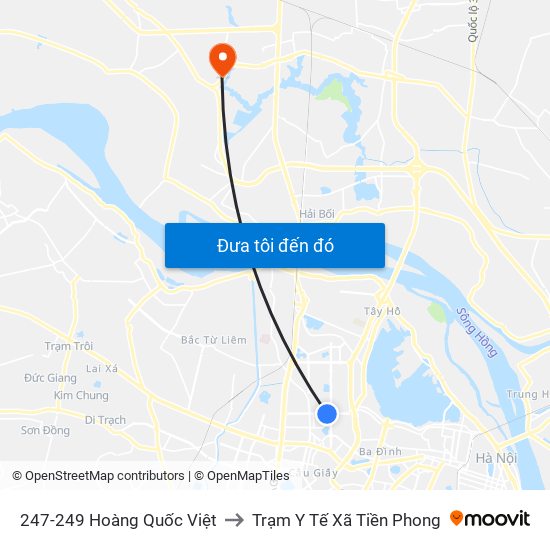 247-249 Hoàng Quốc Việt to Trạm Y Tế Xã Tiền Phong map