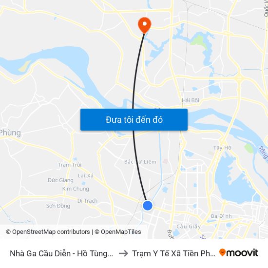 Nhà Ga Cầu Diễn - Hồ Tùng Mậu to Trạm Y Tế Xã Tiền Phong map