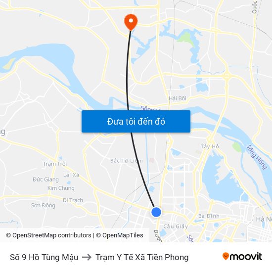 Số 9 Hồ Tùng Mậu to Trạm Y Tế Xã Tiền Phong map