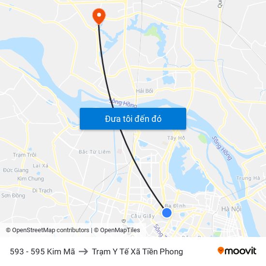 593 - 595 Kim Mã to Trạm Y Tế Xã Tiền Phong map