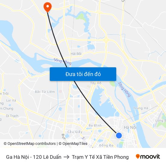 Ga Hà Nội - 120 Lê Duẩn to Trạm Y Tế Xã Tiền Phong map
