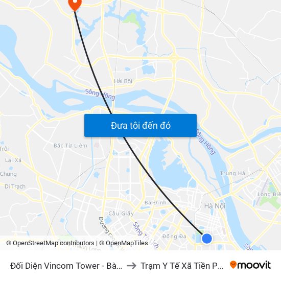 Đối Diện Vincom Tower - Bà Triệu to Trạm Y Tế Xã Tiền Phong map