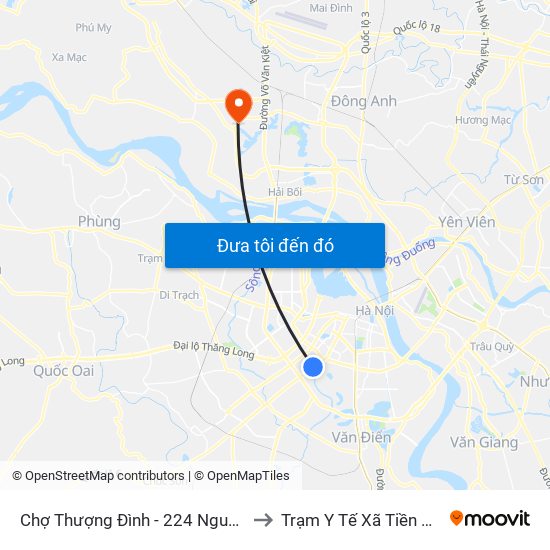 Chợ Thượng Đình - 224 Nguyễn Trãi to Trạm Y Tế Xã Tiền Phong map