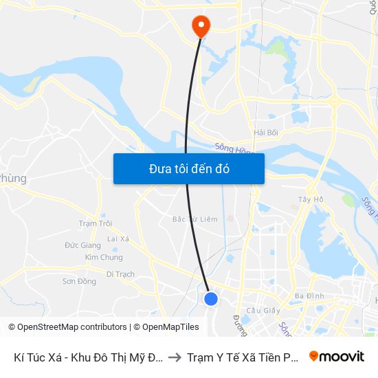 Kí Túc Xá - Khu Đô Thị Mỹ Đình II to Trạm Y Tế Xã Tiền Phong map