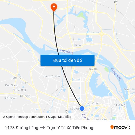 1178 Đường Láng to Trạm Y Tế Xã Tiền Phong map