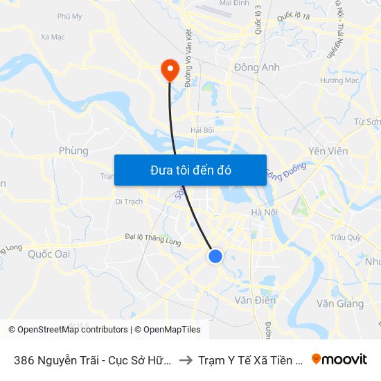 386 Nguyễn Trãi - Cục Sở Hữu Trí Tuệ to Trạm Y Tế Xã Tiền Phong map
