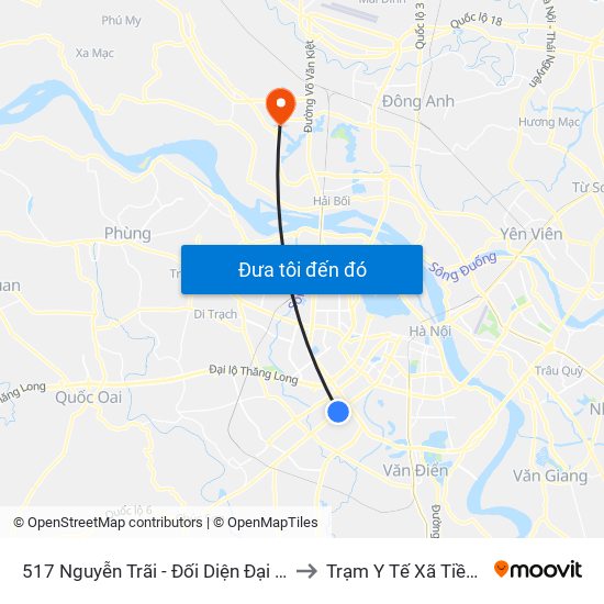 517 Nguyễn Trãi - Đối Diện Đại Học Hà Nội to Trạm Y Tế Xã Tiền Phong map