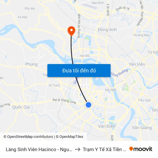 Làng Sinh Viên Hacinco - Nguyễn Tuân to Trạm Y Tế Xã Tiền Phong map