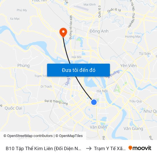 B10 Tập Thể Kim Liên (Đối Diện Ngõ 46b Phạm Ngọc Thạch) to Trạm Y Tế Xã Tiền Phong map