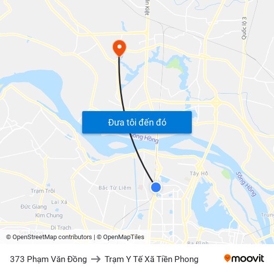 373 Phạm Văn Đồng to Trạm Y Tế Xã Tiền Phong map