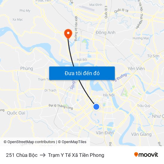 251 Chùa Bộc to Trạm Y Tế Xã Tiền Phong map