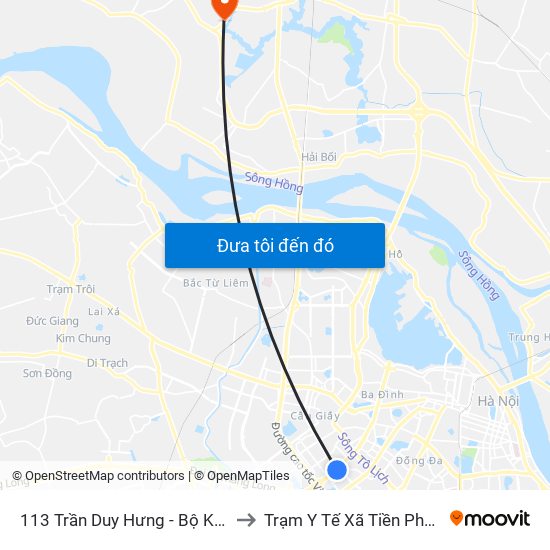 113 Trần Duy Hưng - Bộ Khcn to Trạm Y Tế Xã Tiền Phong map