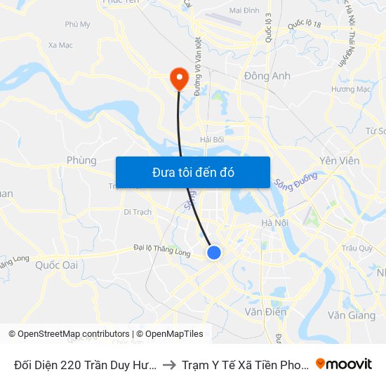 Đối Diện 220 Trần Duy Hưng to Trạm Y Tế Xã Tiền Phong map