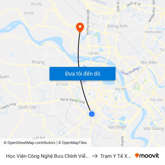 Học Viện Công Nghệ Bưu Chính Viễn Thông - Trần Phú (Hà Đông) to Trạm Y Tế Xã Tiền Phong map