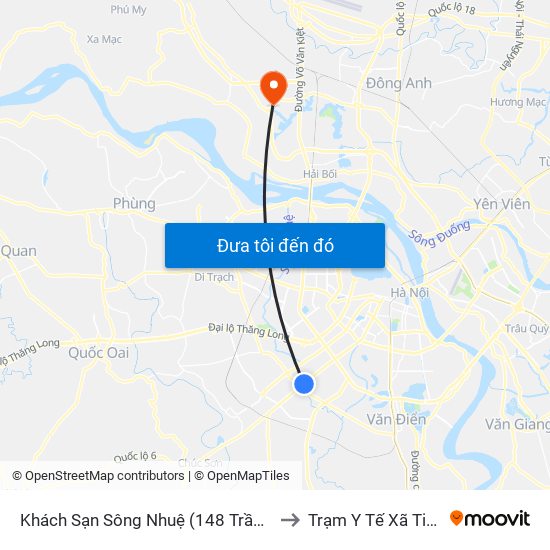 Khách Sạn Sông Nhuệ (148 Trần Phú- Hà Đông) to Trạm Y Tế Xã Tiền Phong map