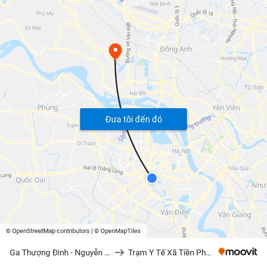 Ga Thượng Đình - Nguyễn Trãi to Trạm Y Tế Xã Tiền Phong map