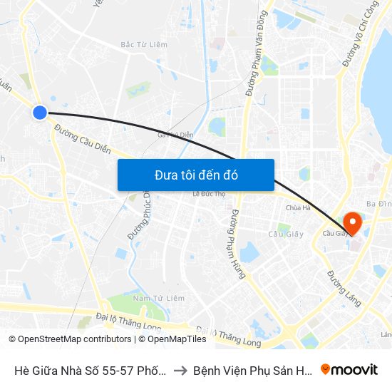 Hè Giữa Nhà Số 55-57 Phố Nhổn to Bệnh Viện Phụ Sản Hà Nội map