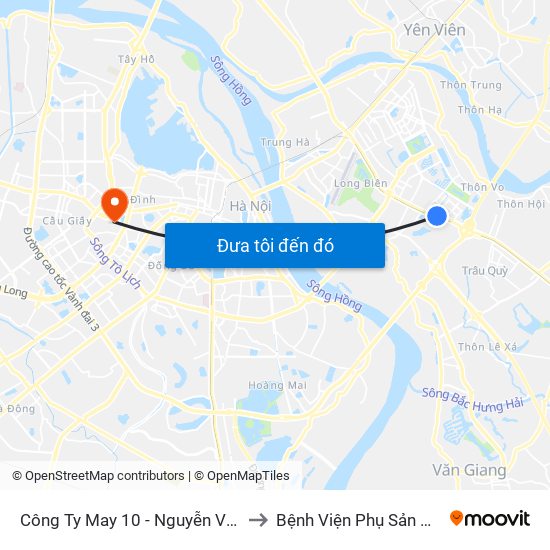 Công Ty May 10 - Nguyễn Văn Linh to Bệnh Viện Phụ Sản Hà Nội map