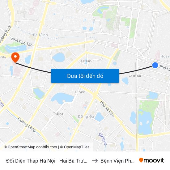 Đối Diện Tháp Hà Nội - Hai Bà Trưng (Cạnh 56 Hai Bà Trưng) to Bệnh Viện Phụ Sản Hà Nội map