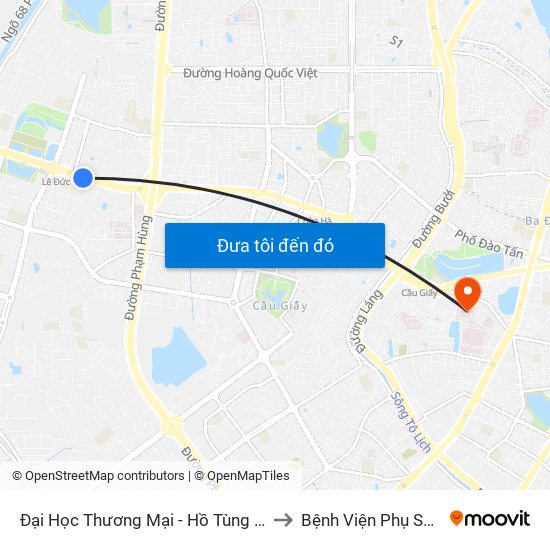 Đại Học Thương Mại - Hồ Tùng Mậu (Cột Sau) to Bệnh Viện Phụ Sản Hà Nội map