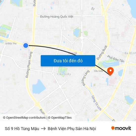 Số 9 Hồ Tùng Mậu to Bệnh Viện Phụ Sản Hà Nội map