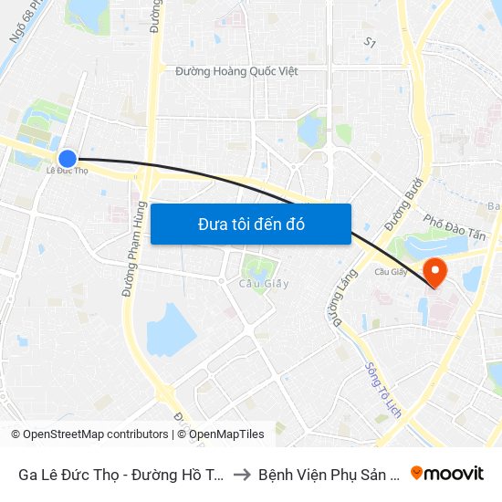 Ga Lê Đức Thọ - Đường Hồ Tùng Mậu to Bệnh Viện Phụ Sản Hà Nội map