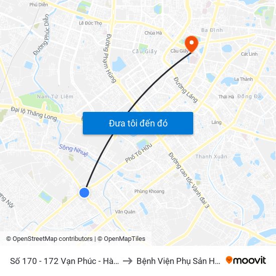 Số 170 - 172 Vạn Phúc - Hà Đông to Bệnh Viện Phụ Sản Hà Nội map