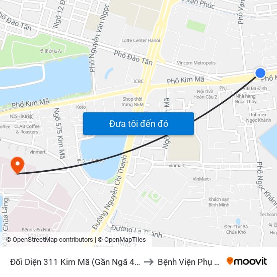 Đối Diện 311 Kim Mã (Gần Ngã 4 Kim Mã - Vạn Bảo) to Bệnh Viện Phụ Sản Hà Nội map