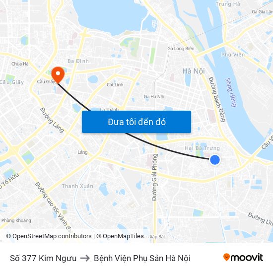 Số 377 Kim Ngưu to Bệnh Viện Phụ Sản Hà Nội map