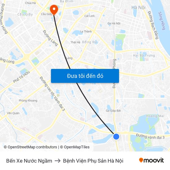 Bến Xe Nước Ngầm to Bệnh Viện Phụ Sản Hà Nội map