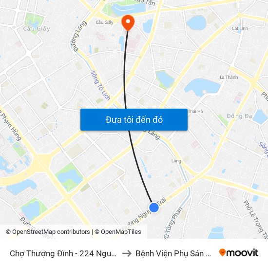 Chợ Thượng Đình - 224 Nguyễn Trãi to Bệnh Viện Phụ Sản Hà Nội map