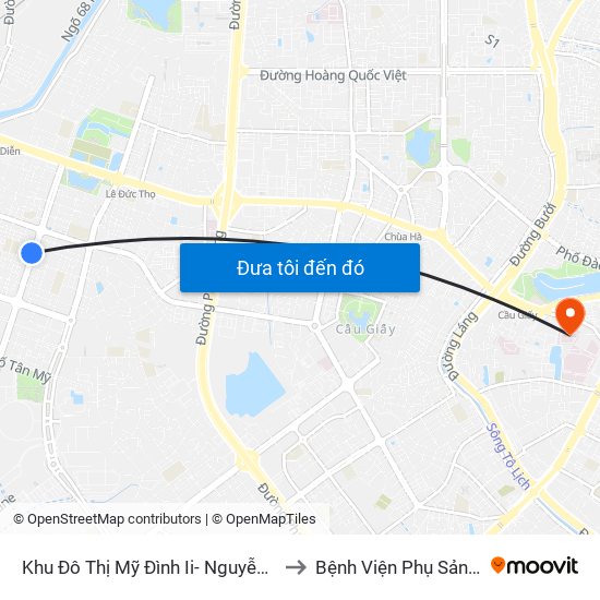 Khu Đô Thị Mỹ Đình Ii- Nguyễn Cơ Thạch to Bệnh Viện Phụ Sản Hà Nội map