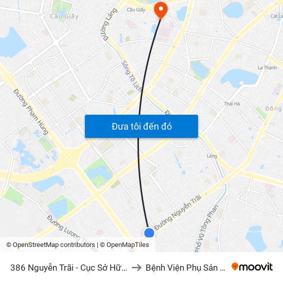 386 Nguyễn Trãi - Cục Sở Hữu Trí Tuệ to Bệnh Viện Phụ Sản Hà Nội map