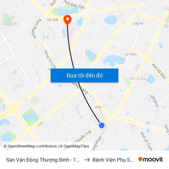 Sân Vận Động Thượng Đình - 129 Nguyễn Trãi to Bệnh Viện Phụ Sản Hà Nội map