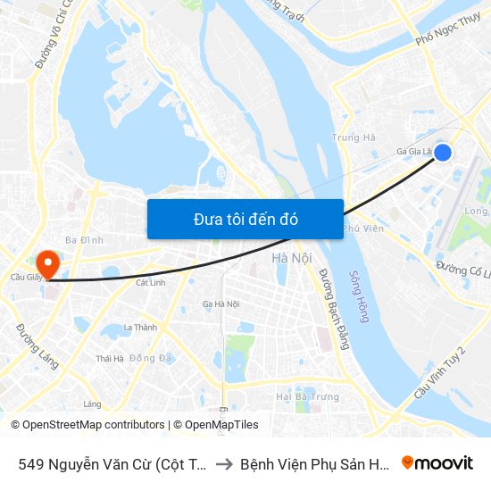 549 Nguyễn Văn Cừ (Cột Trước) to Bệnh Viện Phụ Sản Hà Nội map