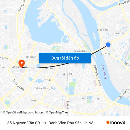 135 Nguyễn Văn Cừ to Bệnh Viện Phụ Sản Hà Nội map