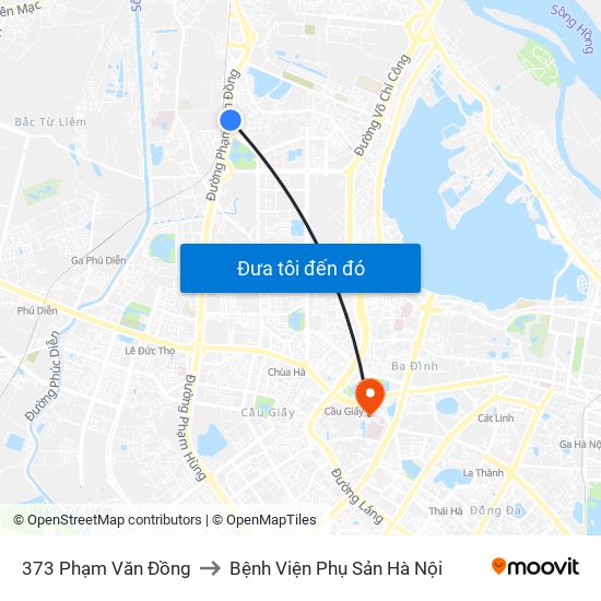 373 Phạm Văn Đồng to Bệnh Viện Phụ Sản Hà Nội map