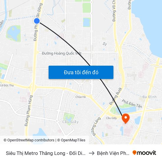 Siêu Thị Metro Thăng Long - Đối Diện Ngõ 599 Phạm Văn Đồng to Bệnh Viện Phụ Sản Hà Nội map