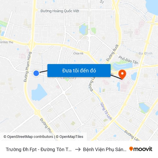 Trường Đh Fpt - Đường Tôn Thất Thuyết to Bệnh Viện Phụ Sản Hà Nội map