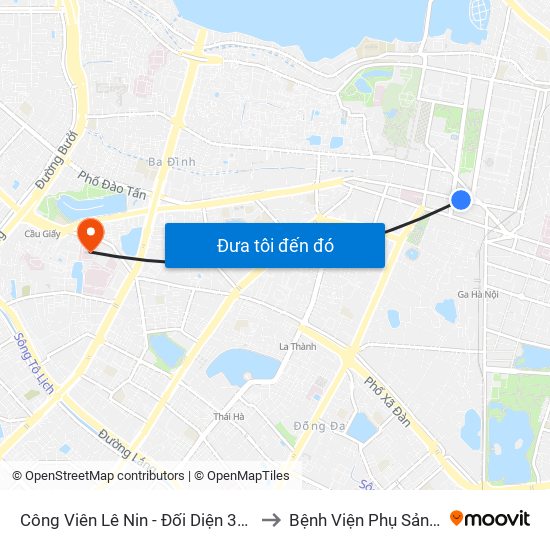 Công Viên Lê Nin - Đối Diện 35 Trần Phú to Bệnh Viện Phụ Sản Hà Nội map