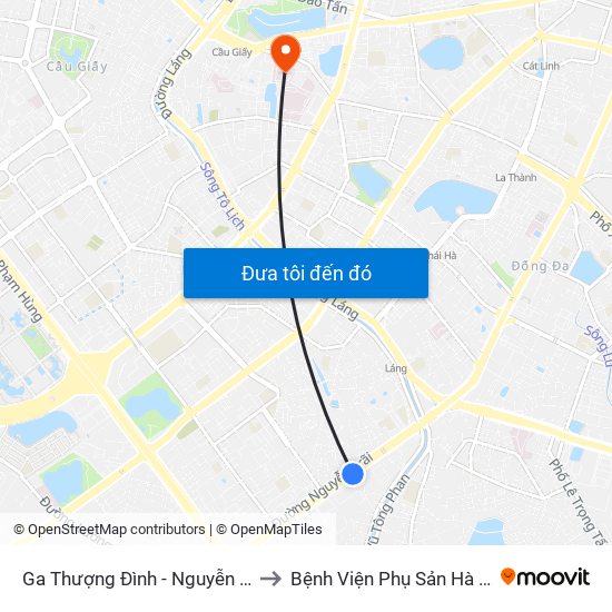 Ga Thượng Đình - Nguyễn Trãi to Bệnh Viện Phụ Sản Hà Nội map