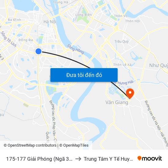 175-177 Giải Phóng (Ngã 3 Lê Thanh Nghị) to Trung Tâm Y Tế Huyện Văn Giang map