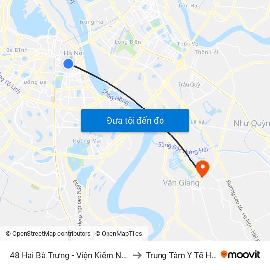 48 Hai Bà Trưng - Viện Kiểm Nghiệm Thuốc Trung Ương to Trung Tâm Y Tế Huyện Văn Giang map