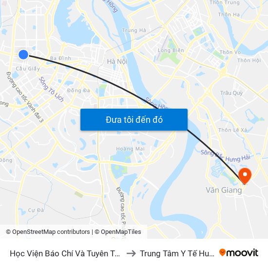 Học Viện Báo Chí Và Tuyên Truyền - 36 Xuân Thủy to Trung Tâm Y Tế Huyện Văn Giang map