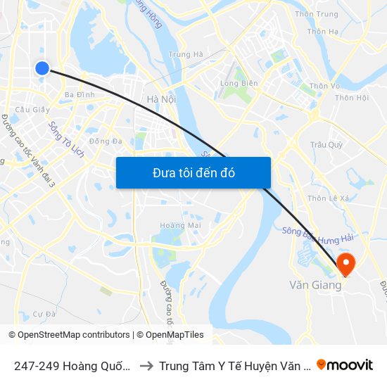 247-249 Hoàng Quốc Việt to Trung Tâm Y Tế Huyện Văn Giang map