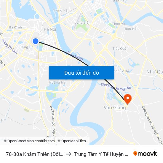 78-80a Khâm Thiên (Đối Diện 71) to Trung Tâm Y Tế Huyện Văn Giang map