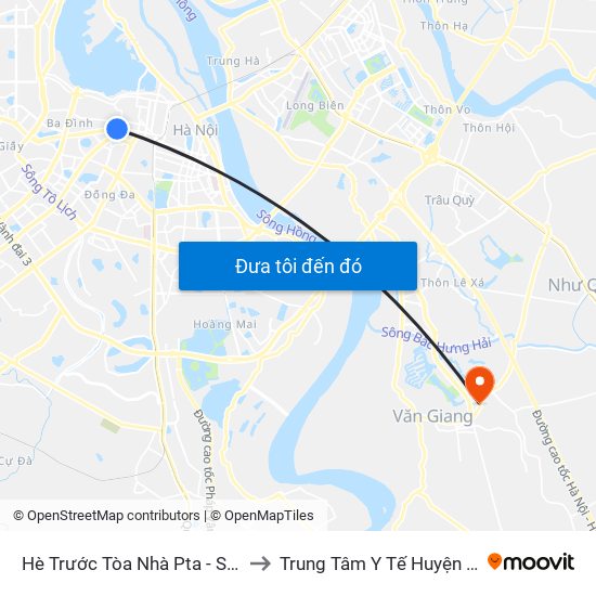 Hè Trước Tòa Nhà Pta - Số 1 Kim Mã to Trung Tâm Y Tế Huyện Văn Giang map