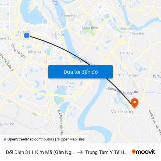 Đối Diện 311 Kim Mã (Gần Ngã 4 Kim Mã - Vạn Bảo) to Trung Tâm Y Tế Huyện Văn Giang map