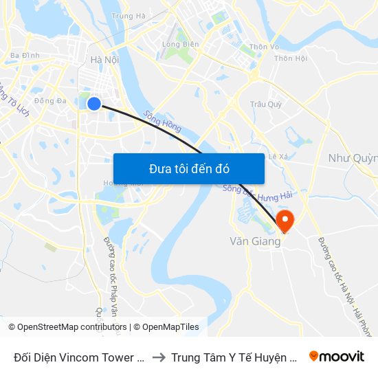 Đối Diện Vincom Tower - Bà Triệu to Trung Tâm Y Tế Huyện Văn Giang map